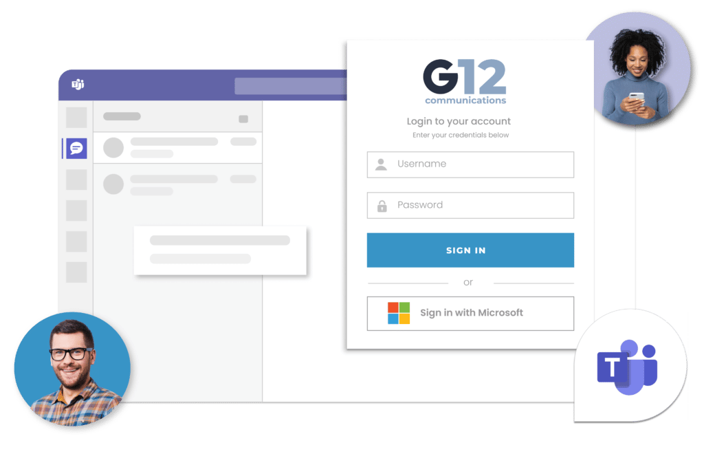 G12 Operator Connect for Microsoft Teams dashboard login.